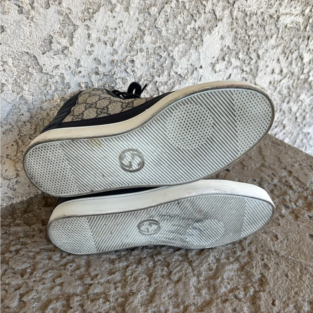 Gucci Men’s Blue & Beige GG Supreme Canvas High-Top Sneakers Size 6G - Picture 8 of 14